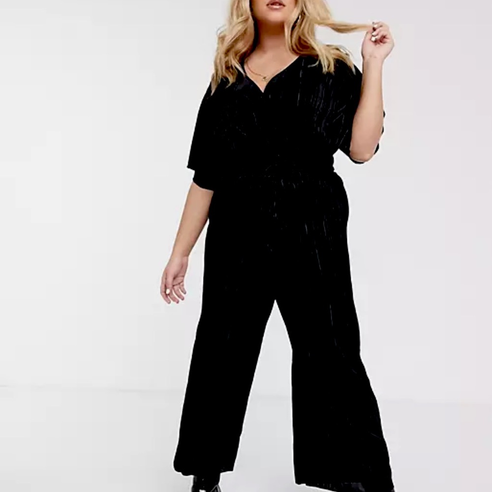 ASOS CURVE cropped wrap deep V jumper with tie belt